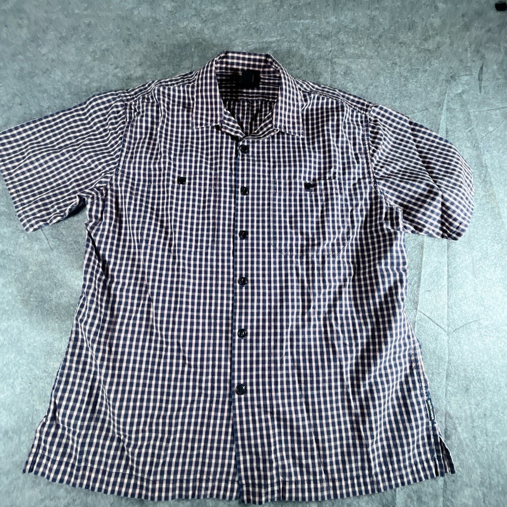 VTG polo jeans ralph lauren mens M stripe Purple short sleeve button up shirts‎